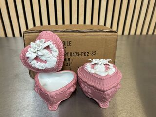 Ca. 46x Stenen sieradendoosje hart, roze